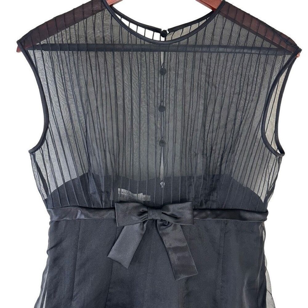 Vintage Rickie Freeman Teri Jon 100% Silk Black A-line Cocktail Dress Womens 6 - Picture 3 of 10